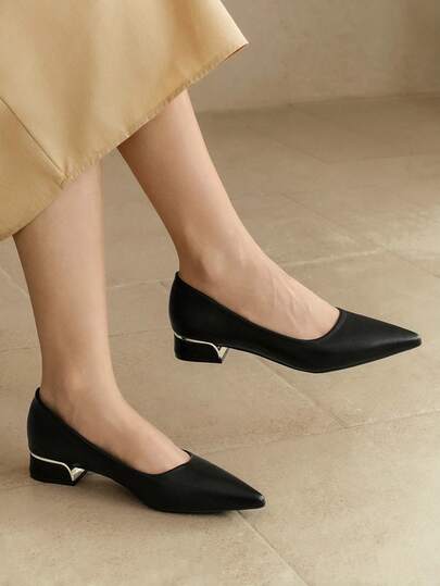 Alvarani Simple And Fashionable Casual Chunky Heels Women's Shoes With 3cm Heel Height For Work,Flats