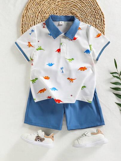 Souflis Young Boy, sommar, avslappnad t-shirt med polokrage och skolstil