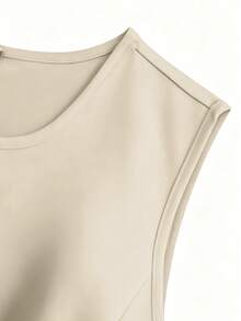 GlowEve CURVE Áo vest cỡ lớn mùa hè dành cho người đi làm, vạt áo bất đối xứng, trang trí kim loại. - Màu Khaki - Xem 3