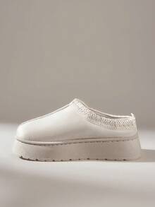 Solecia Women's Platform Shoes, Imitation Suede Fabric, Fashionable And Versatile Street Style, Sewing Design, Non-Slip And Breathable Comfortable Platform Shoes, Solid Color Casual Slouchy Style, All Match Version With College Retro Style, Suitable For All Seasons - Beige - View 3