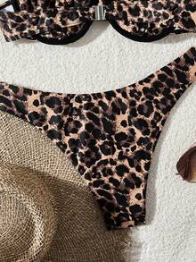Swim Vcay Quần bikini họa tiết da báo gợi cảm dành cho nữ, thích hợp cho kỳ nghỉ hè trên bãi biển. - màu nâu - Xem 5