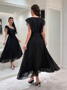 Modelyn Đầm dài màu đen thanh lịch và lãng mạn cho buổi đi chơi. - màu đen - Xem 2