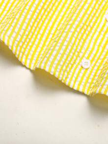 SHEIN Bộ đồ 2 món cho bé gái tuổi teen: Áo hai dây in hình quả anh đào kẻ caro và quần ống đứng, thích hợp cho kỳ nghỉ lễ. - Màu xanh lam - Xem 5