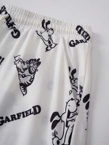 GARFIELD | SHEIN Cartoon Print Short Sleeve Top And Shorts Pajama Set For Men - White - View 8