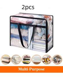 1PC PVC Large-Capacity Storage Bag, Foldable Storage Box, Transparent Closet, Dormitory Pillow Storage, Travel Toiletry Bag - Multicolor - View 9