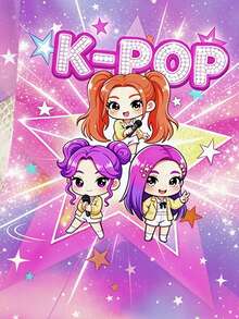 K-POP 图案印花休闲舒适时尚可爱动漫风短袖T恤，适合春夏外出、运动、学院风等场合。 - 彩色 - 查看 7