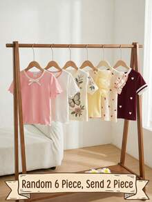 SHEIN 2件套 女童撞色圆领休闲T恤 - 彩色 - 查看 1