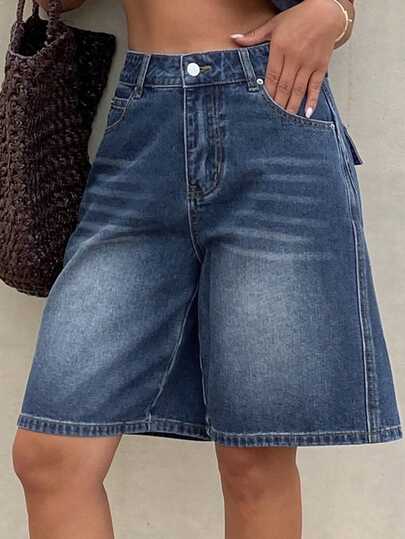 DAZY Shorts capri de mezclilla desgastados para mujer, shorts de estilo casual de calle para el verano