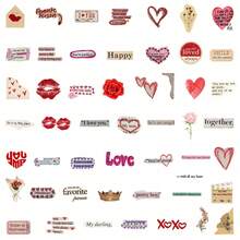 MINKOJA MINKOJA 50 miếng dán graffiti trong suốt chủ đề Tình yêu Ngày Valentine, hình ảnh hoạt hình PET tiếng Anh, tự dán lên vali, điện thoại, đàn guitar, tủ lạnh, quà tặng tiệc tùng. - Nhiều màu - Xem 7