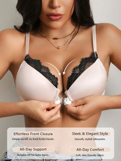 Women's Fashion Comfortable Standard Size Lace Patchwork Bra Push Up Lingerie Xxs Bra Push Up Bras For Women Push Up Bra Double Pull Up Bra