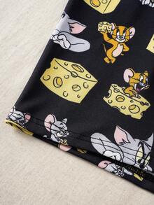 TOM & JERRY X SHEIN 2条装 男士字母卡通印花休闲日常三角裤 - 黑與白 - 查看 3