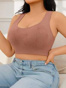 SHEIN 1 chiếc áo ngực thể thao không đường may dành cho nữ, cỡ lớn, thích hợp mặc ngoài. - Màu nâu  Mocha - Xem 7