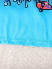 SHEIN Tween Boy Letter & Cartoon Bear Print Short Sleeve T-Shirt And Shorts Casual Set - Multicolor - View 7