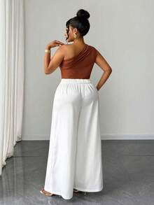 Maweii Plus Size Women Solid Color Sleeveless Top And Wide Leg Pants Fashion Set - Multicolor - View 2