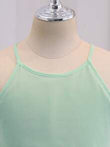 Tween Girls' Chiffon Halter Backless High-Low Formal Elegant Dress, Mint Green Summer Bridesmaid Wedding Guest Banquet Birthday Party Outfit - Green - View 6