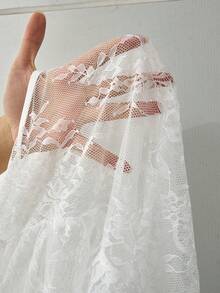 SoleilVie 女士圆领短袖蕾丝优雅衬衫 - 白色 - 查看 7
