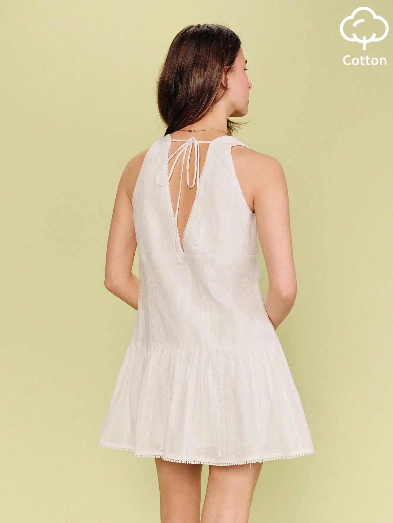 Romantic White Embroidered Mini Dress With V-Neckline, Front Opening And Lace Details Summer Holiday Dress Casual Dress Cute Summer Dress French Style Dress Ruffle Dress