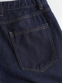 GARFIELD | SHEIN Quần short denim nam họa tiết hoạt hình có túi, kiểu dáng thường ngày. - Rửa tối - Xem 7