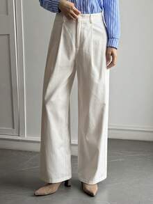 Dazy-Less Women's Loose Casual Street Style White Pants, Spring & Summer Business Casual Woman - White - View 1