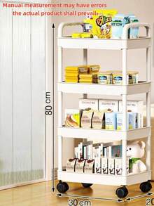 1Pc Multi-Functional Rolling Storage Cart, 4-Tier Wheeled Utility Shelf, Mobile Organizer Rack For Office Kitchen Bathroom Bedroom Home - Car Storage Rack/Black - View 8