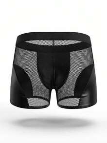 DrisQ Men's Fashion See-Through Mesh Patchwork Sexy Tight Underwear - Black - View 3