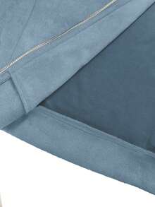 SHEIN LUNE Plus Size Casual Solid Color Lapel Jacket, Spring & Autumn Fall - Baby Blue - View 5