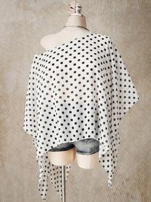 SHEIN ICON Plus Size Women Leopard Print Asymmetric Hem Batwing Cover Up - White - View 2