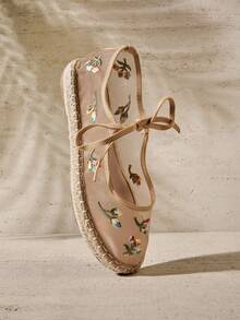SHUZIA Women's Elegant Mary Jane Espadrilles Flats - Beige - View 6