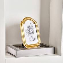 Cirelle 1pc Vintage Baroque Photo Frame, Ornate Gold Arch Picture Frame, Antique Elegant Desk Top Display Frames For Home Decor, Wedding - Curved door photo frame - View 8