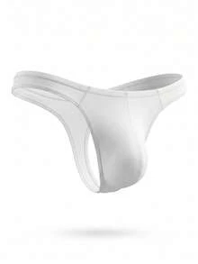 SHEIN DrisQ Quần lót nam gợi cảm màu trơn cạp trễ - trắng - Xem 5
