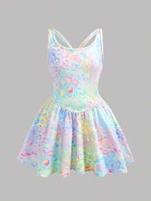 Tween Girls' Casual Knit Printed Jumpsuit, Colorful Leopard Print - Multicolor - View 3