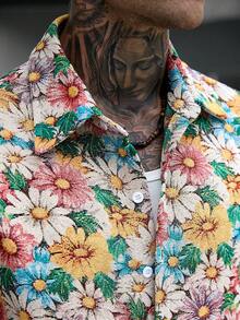 Manfinity CasualCool 男士印花单排扣短袖衬衫 - 彩色 - 查看 6