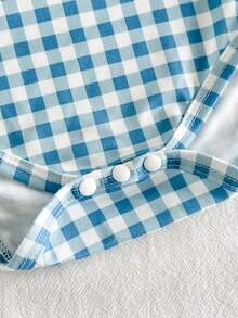 SHEIN Vintaside Kids 4件套新生女婴碎花、格子、兔子印花连体衣，舒适柔软面料，优雅乡村风格，适合春夏外出穿着 - 彩色 - 查看 4