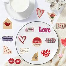 MINKOJA MINKOJA 50 miếng dán graffiti trong suốt chủ đề Tình yêu Ngày Valentine, hình ảnh hoạt hình PET tiếng Anh, tự dán lên vali, điện thoại, đàn guitar, tủ lạnh, quà tặng tiệc tùng. - Nhiều màu - Xem 8