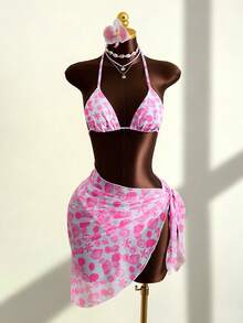 Zestiva Set Bikini 3 Potong Seksi Wanita, Motif Kerang yang Lucu dan Elegan dengan Rok Penutup - MultiWarna - View 3