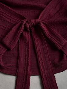 Sweetra Women's Solid Color Pleated Casual Versatile Daily Wear Tube Top - Burgundy - View 4