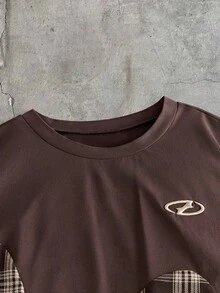 AXEPEAK Áo thun nam thường ngày phong cách đường phố, dã ngoại, phối màu kẻ caro, đa năng. - Nhiều màu - Xem 4
