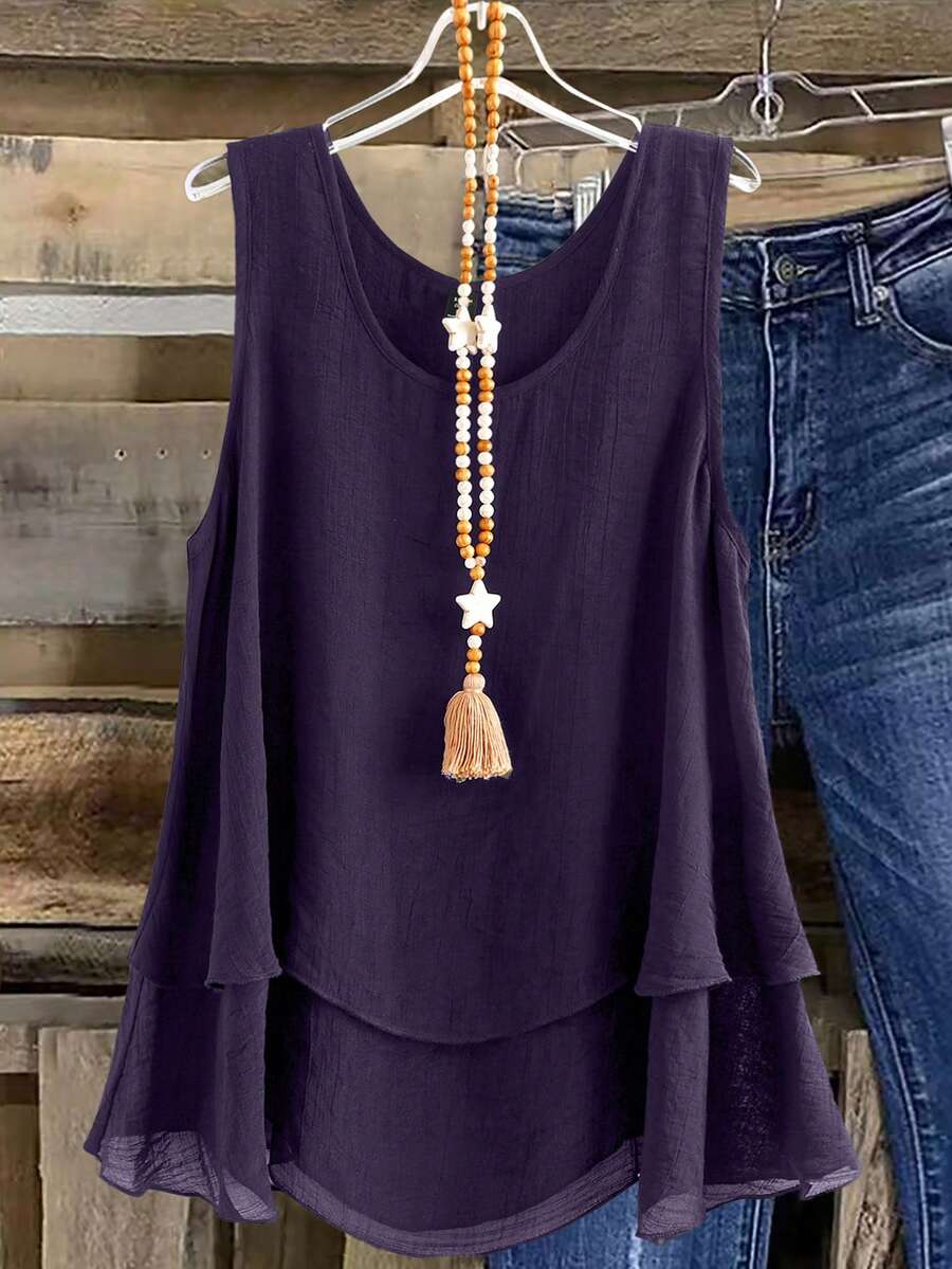 SHEIN LUNE CURVE Plus Size Women's Romantic Spring/Summer Fashionable Versatile Daily Commute Camisole - Purple - View 1