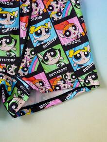 THE POWERPUFF GIRLS X SHEIN 1pc Women's Cartoon Block Print Hipster Panty - Black - View 5
