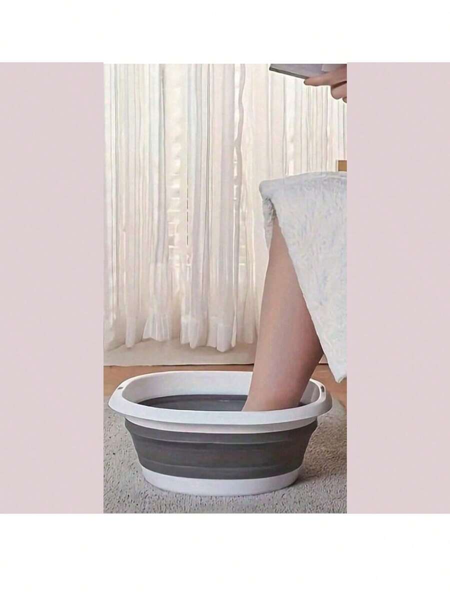 1 pieza Bañera plegable portátil para pies, Bañera de plástico para pies, Bañera plegable para terapia de pies, Recipiente de almacenamiento que ahorra espacio, Bañera de silicona plegable, Bañera de lavado plegable, Cubo para remojar los pies, Bañera para lavar los pies en casa y de viaje, Bañera de masaje plegable para los pies, Herramienta de cuidado de los pies, Artículo esencial para el hogar, Vuelta al colegio - Multicolor - Ver 1