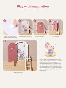 MINKOJA 1Pc Miniature Wooden Door, Ladder, Nordic Style Miniature Wooden Door, Suitable For Miniature Scene Decoration - Multicolor - View 10