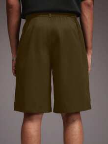 STYNVO Men's Solid Color Pocket Casual/Commute Suit Shorts - Brown - View 2