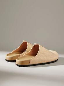 Solecia Giày da lộn màu kaki, kiểu dáng trễ vai, đế dày, thích hợp đi làm. - Màu be - Xem 4