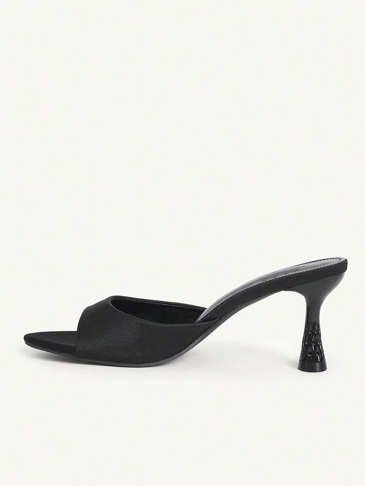 CUCCOO CHICEST Women Shoes Spring Summer Satin One-Word Strap Open-Toed High Heel, Gentle Wind Satin Black High Heel Sandals Banquet Party Dating Commuting Shopping Holiday Gifts