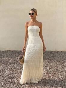 DAZY Vestido con cordones de estilo vacacional para mujeres - Albaricoque - Ver 4