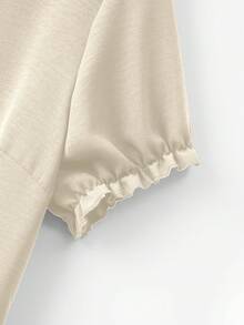 Linhara Fashionable Casual French Retro Elegant Comfortable Commuting Ruffle Collar Blouse - Apricot - View 3