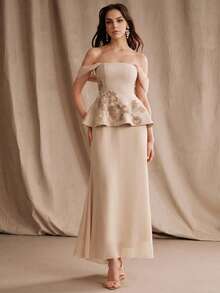 Anewsta Affair 女士新款优雅时尚高端晚礼服，适合多种场合，高品质奢华派对礼服，尽显优雅气质 - 杏色 - 查看 4