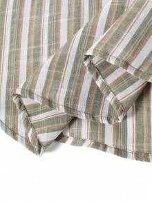 Lacomfia Women's Multicolor Striped Shirt & Wide Leg Pants Set, Casual Comfortable Minimalist Plus Size Fall - Multicolor - View 5