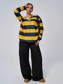 Jeanoix 大码女式休闲刺绣水洗长裤 - 黑色 - 查看 7