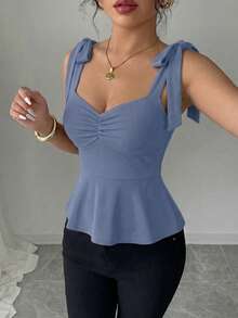 Camiseta de mujer elegante y romántica - Niebla azul - Ver 3